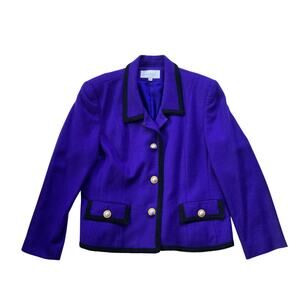 Vintage Barrie Pace Wool Blazer Jacket Size 10 Pearl Buttons Classic Purple
